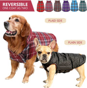 Cozy Waterproof Windproof Reversible British Style Plaid Dog Vest , Warm Dog Apparel for Cold Weather