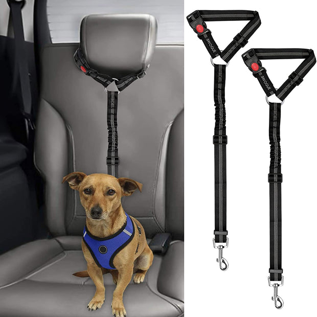 2 Packs Dog Cat Safety Seat Belt Strap Car Headrest Restraint Adjustable Nylon Fabric