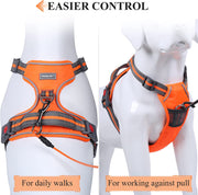 Pull Dog Harness, Soft Padded Easy Control Handle Dogs for Walking & Training, Escape Proof Reflective Pets Vest Harnesses with Front Hook