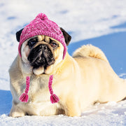 2 Pieces Warm Pom Hat Party Knit Dog Beanie Puppy Dog Cap with Ear Holes Pet Knitted Snood Headwear for Christmas