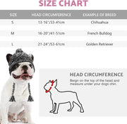 2 Pieces Warm Pom Hat Party Knit Dog Beanie Puppy Dog Cap with Ear Holes Pet Knitted Snood Headwear for Christmas