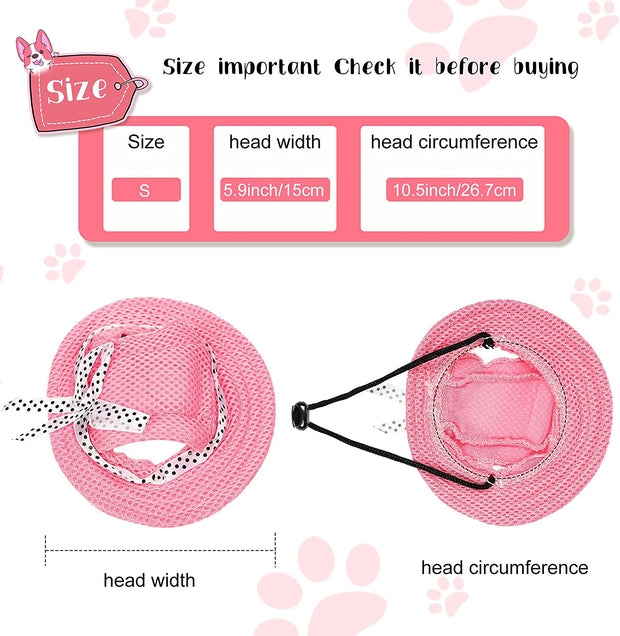 4 Pieces Dog Princess Hat Round Brim Pet Baseball Hat Dog Mesh Porous Cap with Ear Holes Pet Outdoor Sun Protection